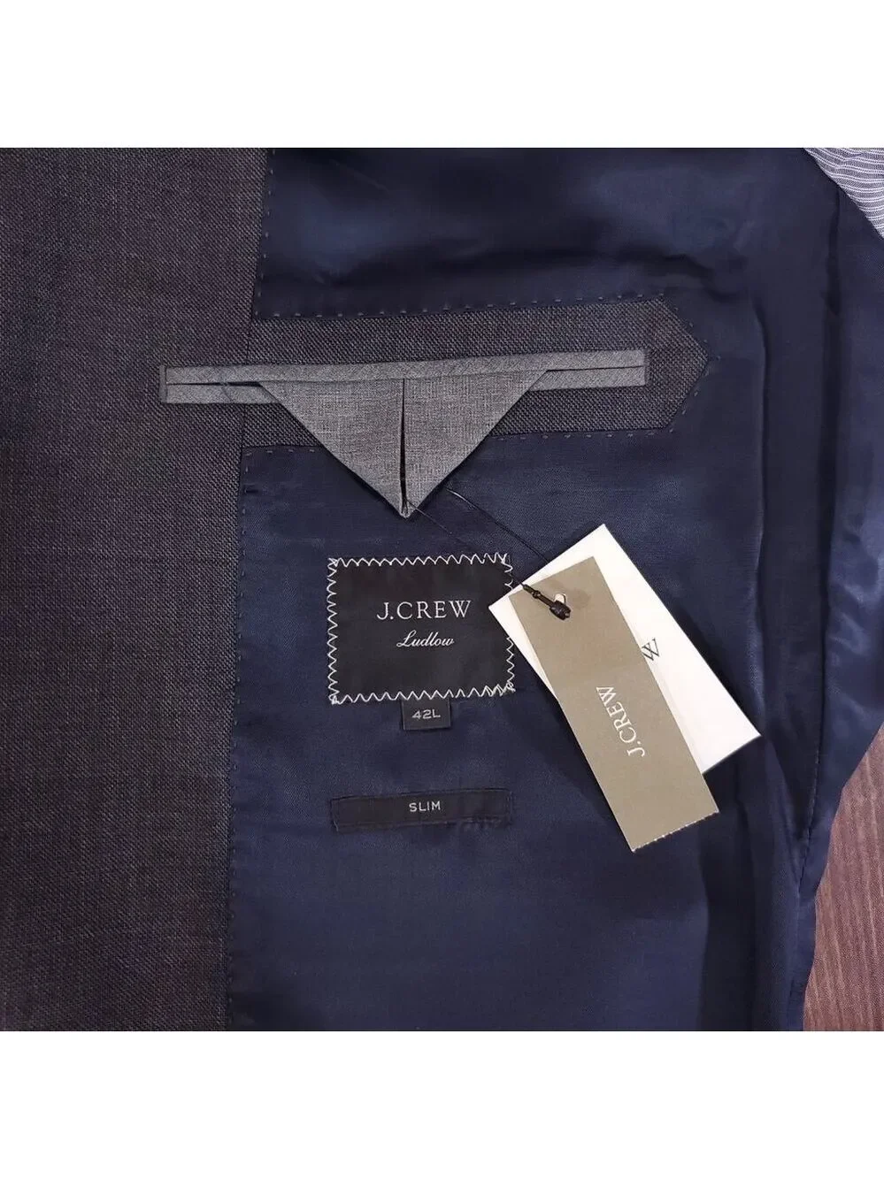 J. Crew Ludlow Slim Fit Charcoal Gray Wool Suit Jacket J3272 Tollengo 1900